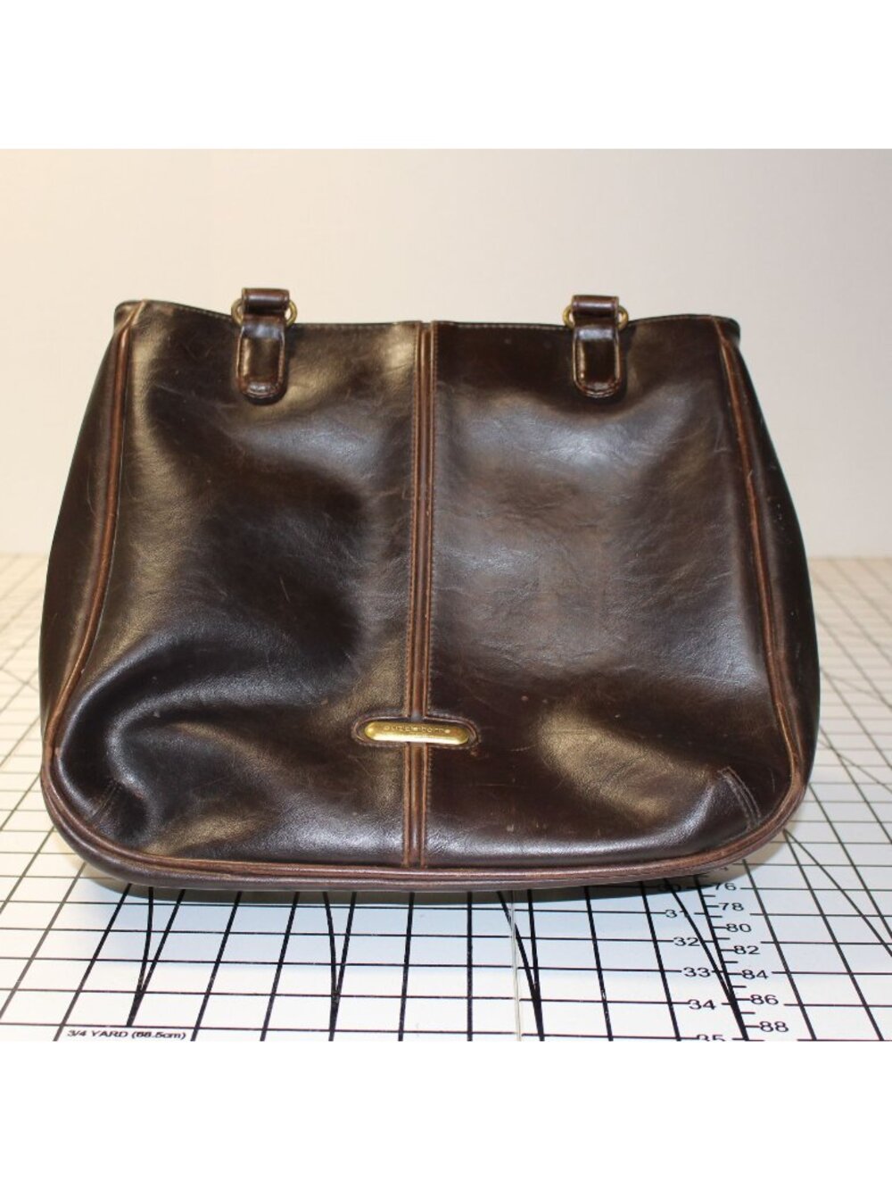 Vtg Liz Claiborne Genuine Leather Tote Bag Shoulder Purse Waxy Cowhide 90s Work